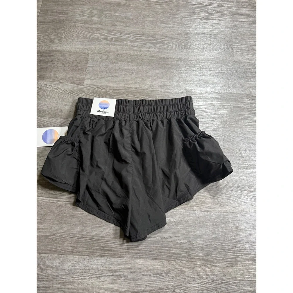 Otos New York Womens‎ Active Shorts Black B486 Smocked Waist Running Gym M NEW